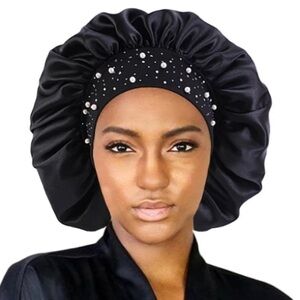 Black Satin Hair Bonnet